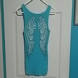 Turquoise Tank Top with Wings